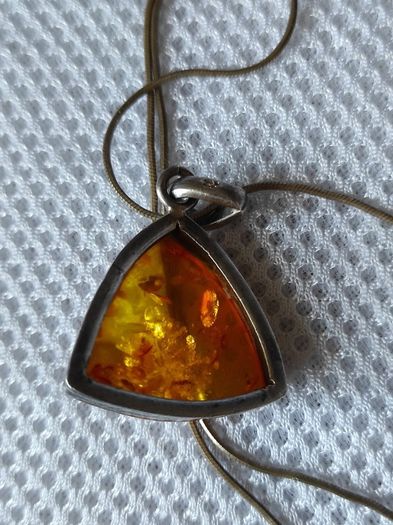 Vintage sterling silver Baltic amber necklace