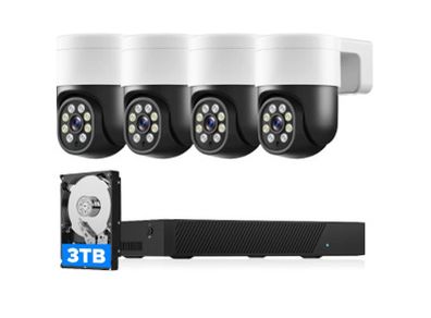 Campark SC45 4K PoE Security Camera System 8MP Wired Outdoor PoE IP Cam with Color Night Vision, Spotlight& Siren and Motion Tracking