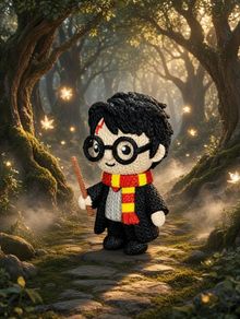 Harry Potter Inspired Crochet-Style Figure  Harry Potter Decoration