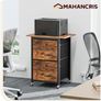 Mobile Filing Cabinet, Printer Stand with 2 Drawers, Wheeled Vertical File Cabinet, Adjustable Hanging Rods, fits A4/Letter Size, for Home Office, Rustic Brown and Black Image 3