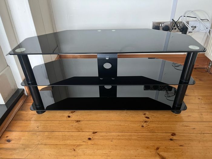 Black glass tv stand