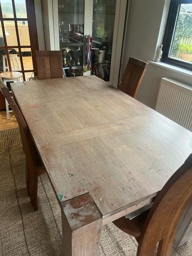 Solid Oak table & 4 dining chairs