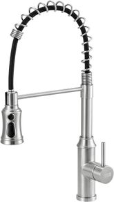 NEW SALE | Brushed Kitchen Tap,Spring Kitchen Taps with Pull Out Spray,3 Spray Modes 360 Degree Swivel High Arc Single Handle Kitchen Sink Mixer Tap with Pull Down Sprayer