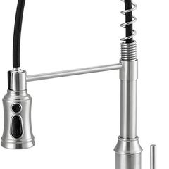 NEW SALE | Brushed Kitchen Tap,Spring Kitchen Taps with Pull Out Spray,3 Spray Modes 360 Degree Swivel High Arc Single Handle Kitchen Sink Mixer Tap with Pull Down Sprayer
