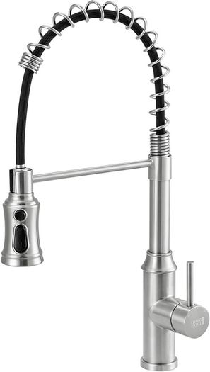 NEW SALE | Brushed Kitchen Tap,Spring Kitchen Taps with Pull Out Spray,3 Spray Modes 360 Degree Swivel High Arc Single Handle Kitchen Sink Mixer Tap with Pull Down Sprayer