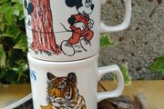 Carrigaline pottery, Pair promotional mugs, vintage advertising, 1980s, 1970s