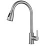 36644 Brushed Nickel Kitchen Faucet Single Hole Pull Out Kitchen Sink Mixer Tap Image 6