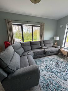 (Open to offers)  Mila Corner Sofa with Console | Power Recliner | Medium | Grey