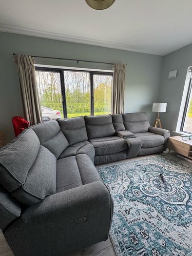 (Open to offers)  Mila Corner Sofa with Console | Power Recliner | Medium | Grey