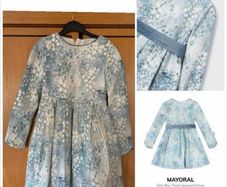 Mayoral chic blue floral jacquard dress sweet special event