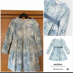 Mayoral chic blue floral jacquard dress sweet special event