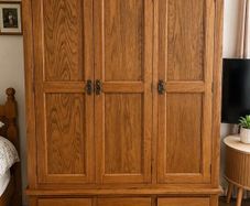 Solid Oak 3 Door Wardrobe with 3 drawers