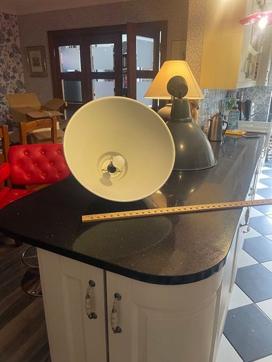 TWO Pendant Lights Ikea  -grey Large 50cm With Bulbs