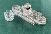 Antique Crystal Condiment Set