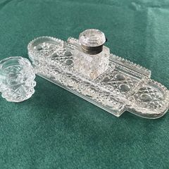 Antique Crystal Condiment Set