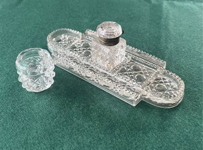 Antique Crystal Condiment Set
