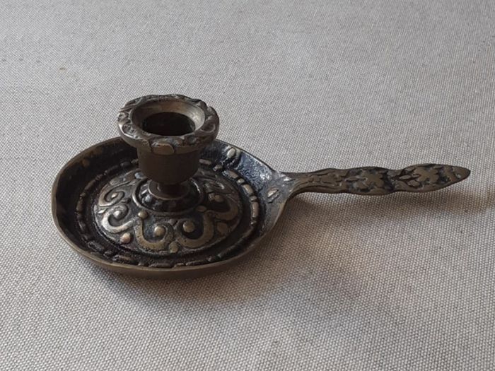 Antique French Solid Brass Candleholder