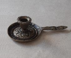 Antique French Solid Brass Candleholder