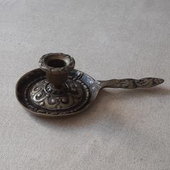 Antique French Solid Brass Candleholder