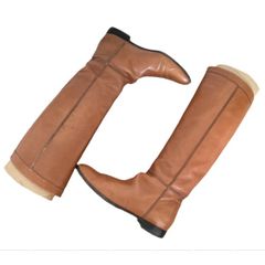 Equestrian boots authentic 100% leather Sergio Rossi + navy silk sac dust bag