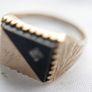 Mens Ring Signet Genuine Solid 9Ct Yellow Gold Onyx 3,3g size S1/2 Image 4