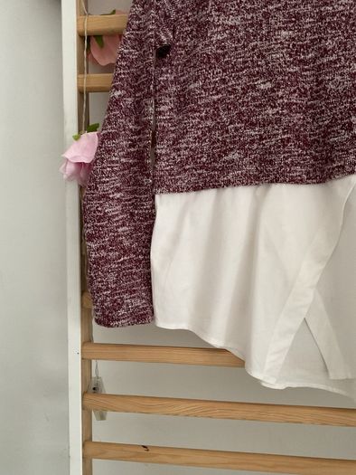 top Bershka size large burgundy top with white shirt base size large