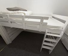 Raised loft double bed with mattress