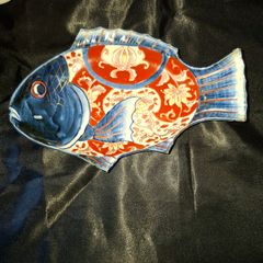 Antique Japanese Imari Porcelain Fish Platter Meiji / Taisho Period (c.1890 1920, Vibrant Sometsuke & Overglaze Enamel