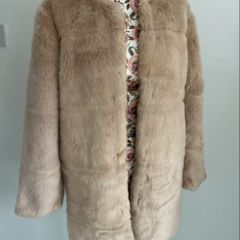 jacket faux fur Zara beige edge to edge jacket large