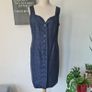Vintage 1990s 'Richard Lewis Dublin' grey black cocktail party dress sweetheart neckline LBD L large Races Wedding outfit Image 2