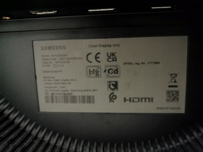 Samsung Odyssey G5 27" Curved QHD 165Hz VA Gaming Monitor (S27CG552EU)