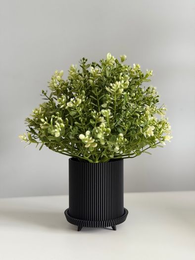 Minimalist Matte Black Ribbed Pot or Desk Organizer 3D Printed with Free Post