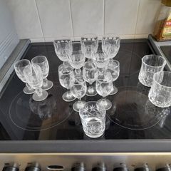 JOB LOT 11 cut glass glasses + 5 Duiske =16
