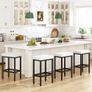 66 cm Bar Stools Set of 4, White Breakfast Barstools, Kitchen Bar Stool Chairs with Metal Leg for Kitchen Image 4