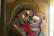 Vintage Virgin and Child, Brass  Icon