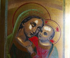 Vintage Virgin and Child, Brass  Icon