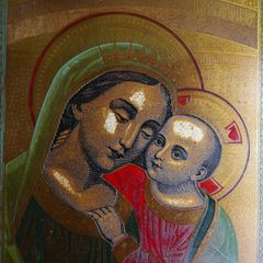 Vintage Virgin and Child, Brass  Icon