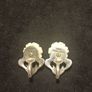 Vintage Germany White Rose Flower Sterling Silver Marcasite Clip Earrings Image 6