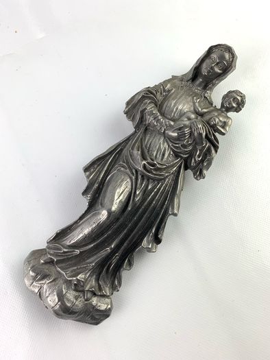Vintage pewter Madonna and child wall hanging