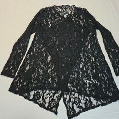 Black Floral Lace Cardigan Elegant Occasion Cover-Up