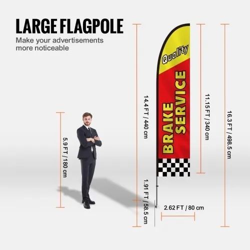 Auto Repair Advertising Feather Flag with Pole Kit, Advertising Flags for Business Outside, Includes 4 Banner Flags, 4 Poles, 4 Ground Stakes,