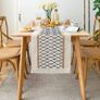NEW SALE | Macrame Table Runner,Cream Beige Boho Table Runner with Tassels,Hand Woven Cotton and Burlap Splicing Table Runner,Rustic Farmhouse Table Runner for Bohemian,Kitchen Dining Table Image 2