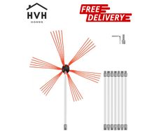 Flexible Chimney Cleaning Rods, 26FT Chimney Sweep Rods, Nylon Sooteater Chimney Cleaning Kit, Flexible Brush Head Chimney Sweeping Rods Easy Connecting Chimney Brush with 8 White Rods