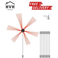 Flexible Chimney Cleaning Rods, 26FT Chimney Sweep Rods, Nylon Sooteater Chimney Cleaning Kit, Flexible Brush Head Chimney Sweeping Rods Easy Connecting Chimney Brush with 8 White Rods
