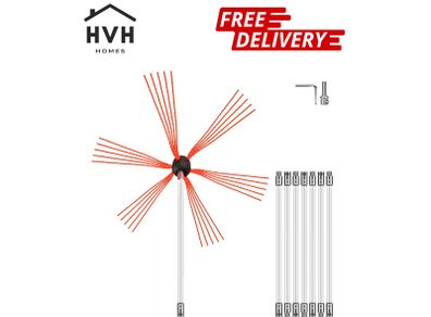 Flexible Chimney Cleaning Rods, 26FT Chimney Sweep Rods, Nylon Sooteater Chimney Cleaning Kit, Flexible Brush Head Chimney Sweeping Rods Easy Connecting Chimney Brush with 8 White Rods
