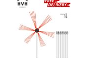 Flexible Chimney Cleaning Rods, 26FT Chimney Sweep Rods, Nylon Sooteater Chimney Cleaning Kit, Flexible Brush Head Chimney Sweeping Rods Easy Connecting Chimney Brush with 8 White Rods