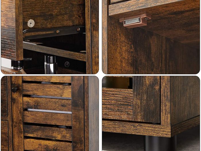 Storage Cabinet with 3 Drawers, 2 Adjustable Shelves for the Bathroom, Living Room, Kitchen, Hallway, Vintage, Brown