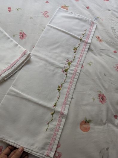 Hand-Embroidered Moses Basket Sheet  Traditional Madeira Embroidery 100% Cotton