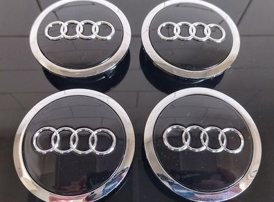 4 x NEW Black Audi Centre Caps (69mm) - FREE POST