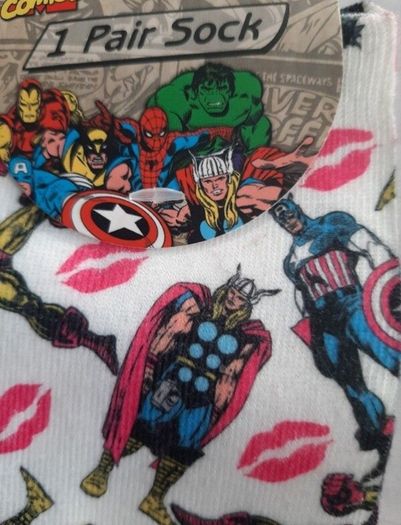 New socks Marvel tag attached